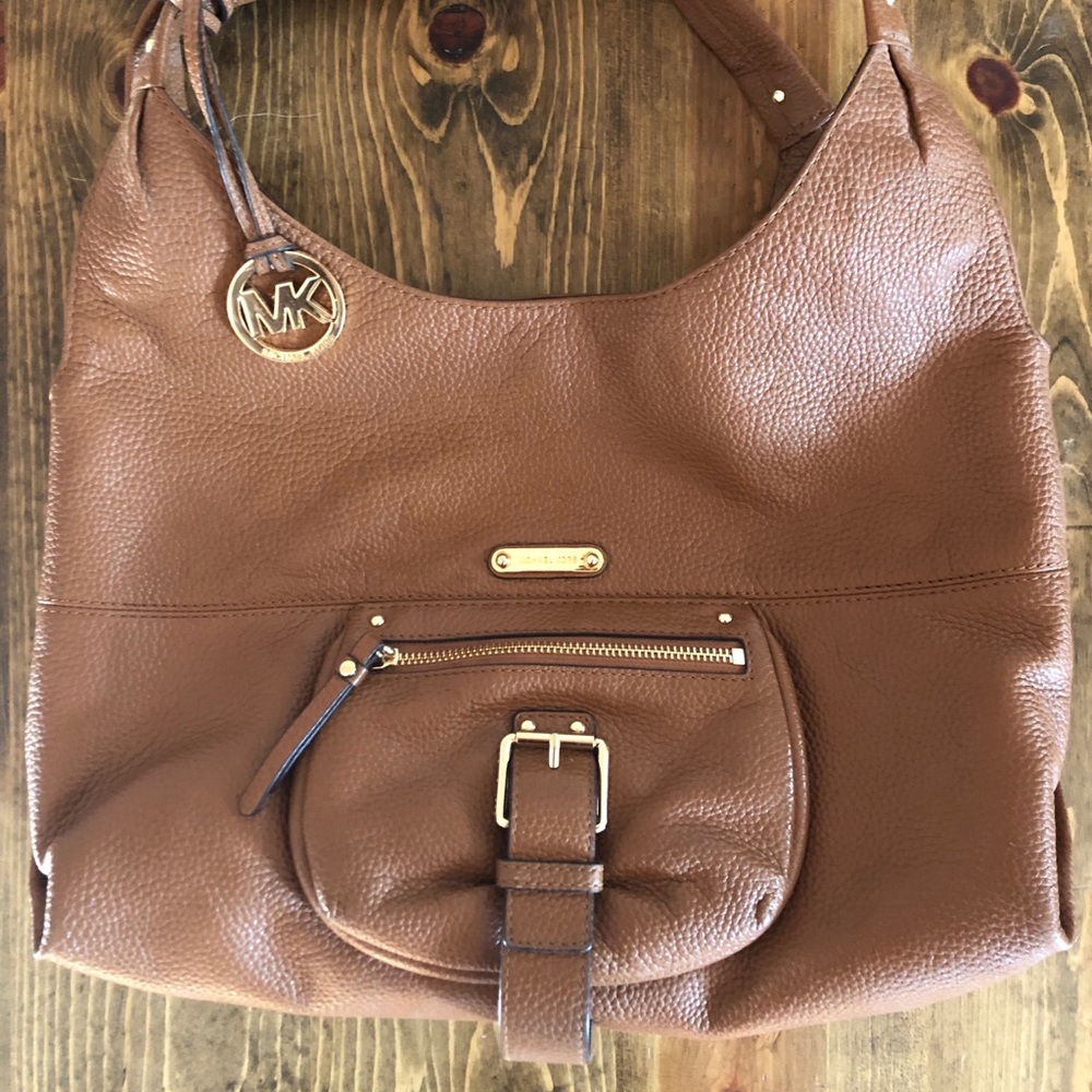 Michael Kors Large Leather Shoulder Bag- Brown/Tan
